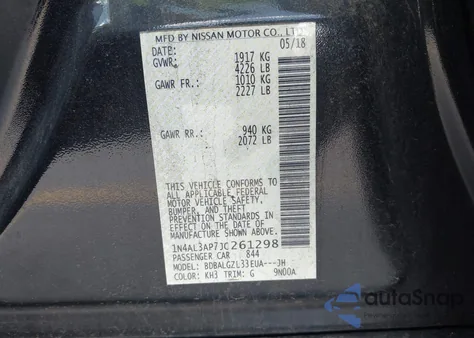 2018 Nissan Altima 2.5 S from USA, damaged, VIN 1N4AL3AP7JC261298